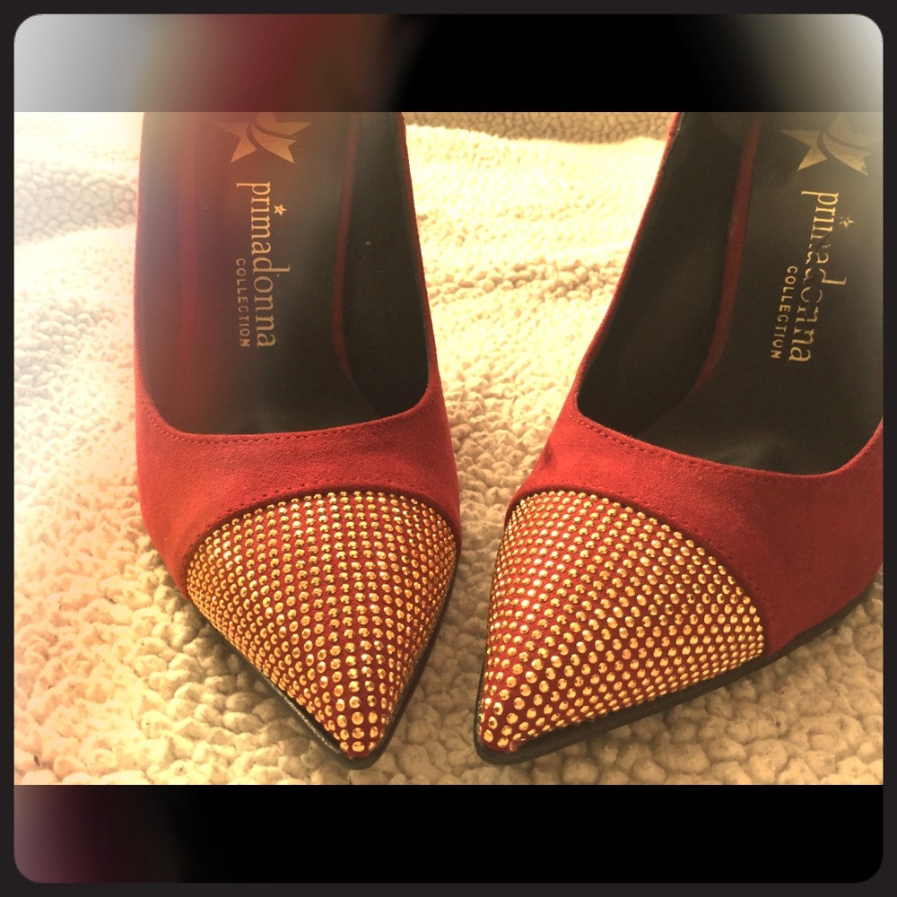 Red suede heels